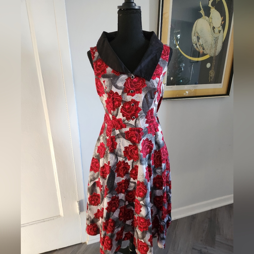 Vintage Style dress , size 8, hearts and roses